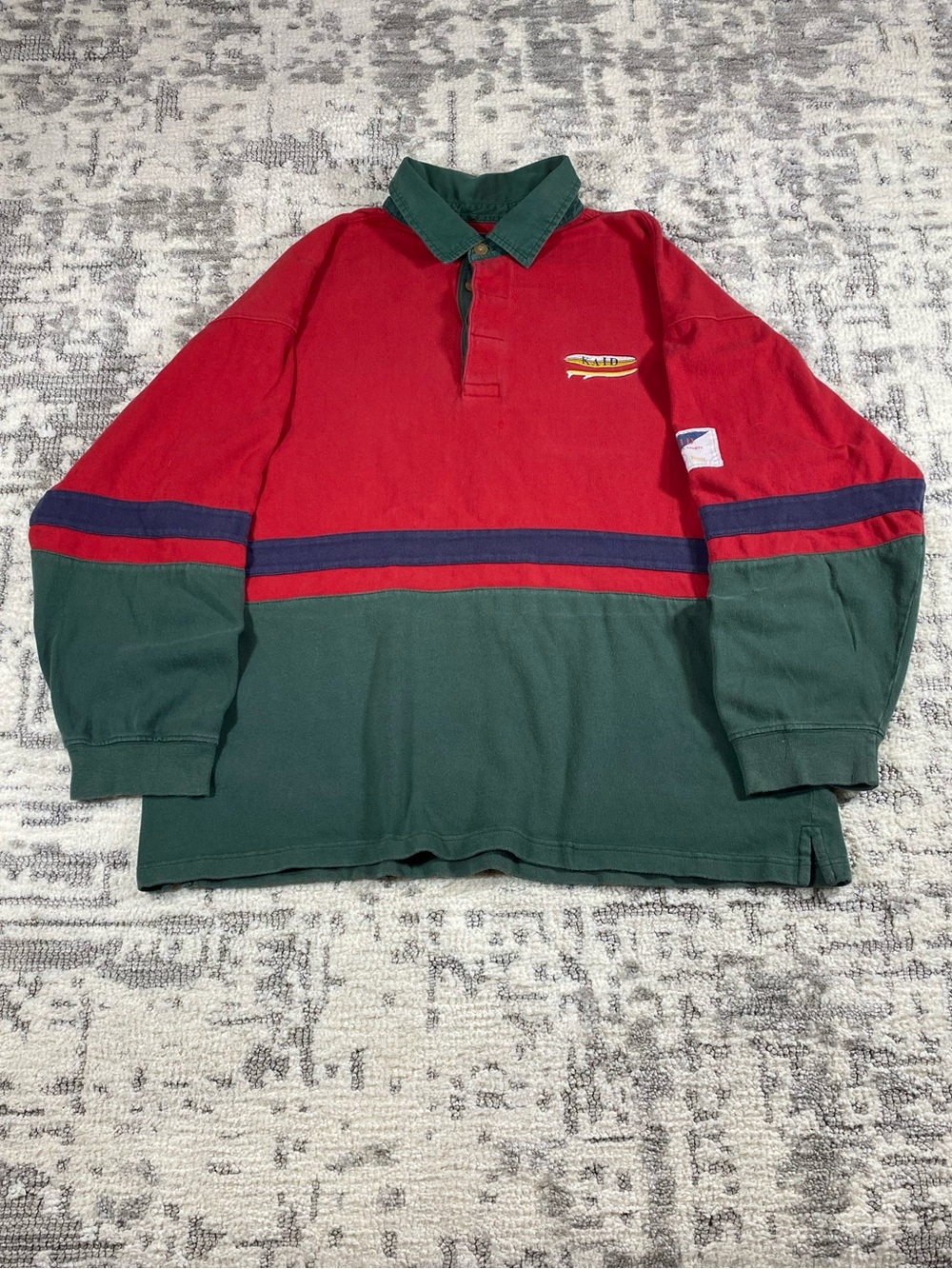 90s Vintage Striped KAID Rugby Polo Sweatshirt